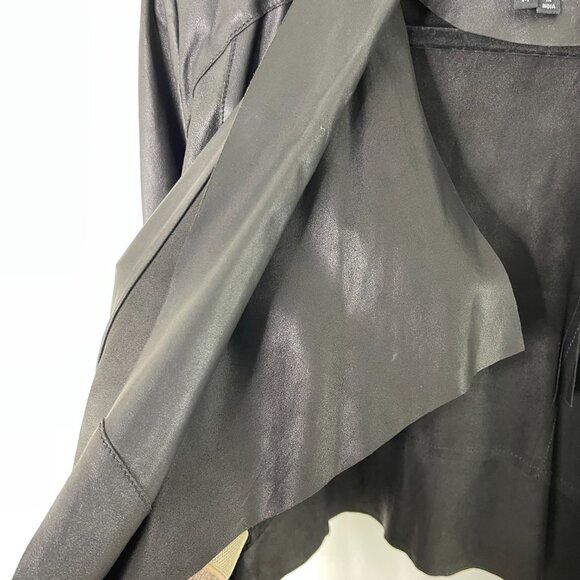 Bod & Christensen Women's Black Draped Collar Leather Snap Sleeve Jacket Size M - Picture 7 of 14